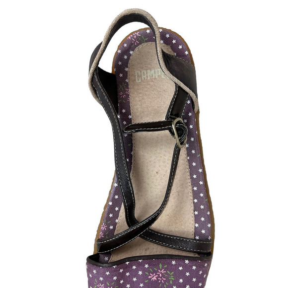 Camper Sandals Brown Leather Cross‎ Straps Floral Print Women Size 7 - Picture 6 of 7